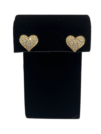 14k Gold Real Diamonds Heart Studs