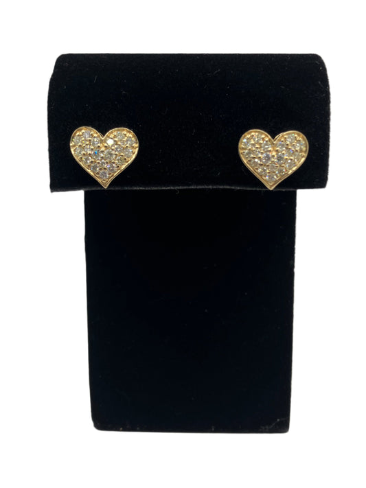 14k Gold Real Diamonds Heart Studs