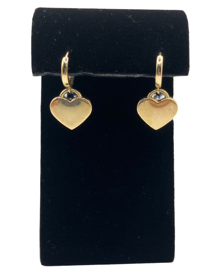 14k Gold Shiny Heart Hoop Earrings