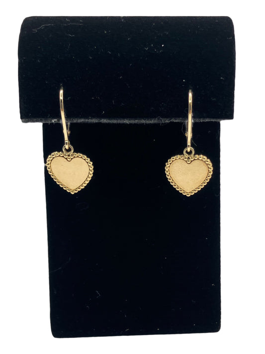 14k Gold Shiny Heart Outlined Hoop  Earrings