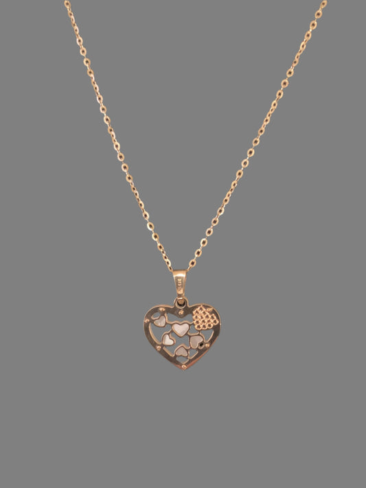 14k Gold Hearts within Heart Pendant