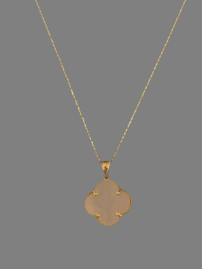 14k Gold Mother of Pearl Clover Necklace