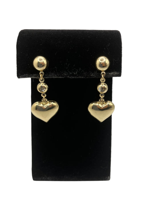 14K Gold Heart Drop Earrings