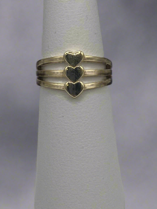 14k Gold Triple Heart Ring