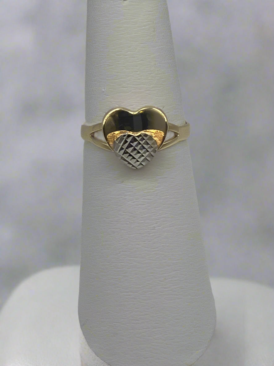 14k Double Heart Ring