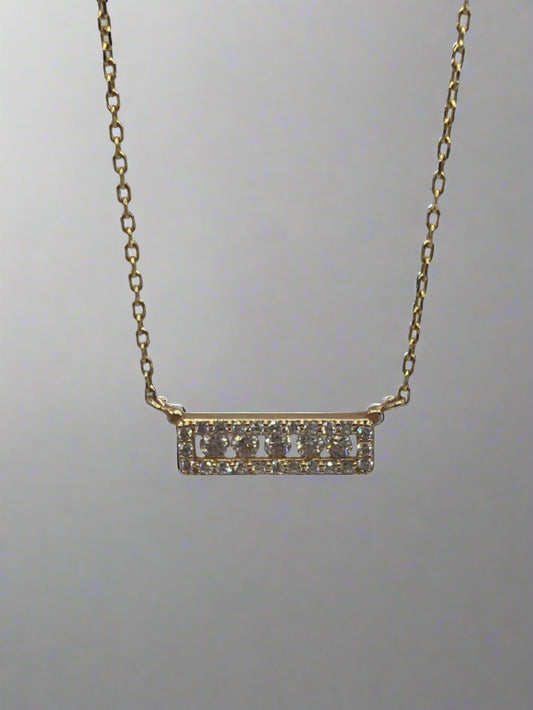 14k Yellow Gold Diamond Bar Necklace