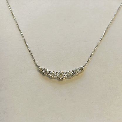 14k White Gold 7 Stone Bar Necklace