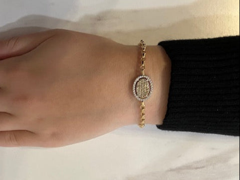14k Gold Diamond Oval Bracelet