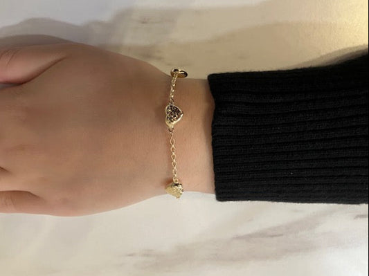 14k Gold Puffed Heart Bracelet