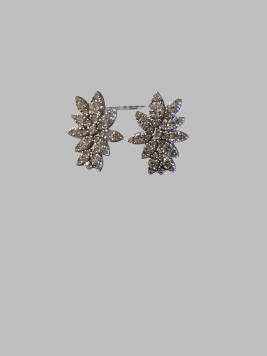 14k Lab Grown Diamond Flower Cluster Earrings