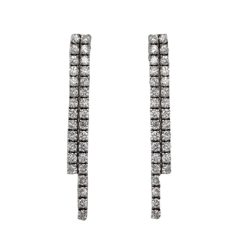 14K Double Strand Lab Grown Diamond Tennis Earrings