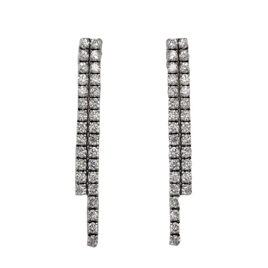 14K Double Strand Lab Grown Diamond Tennis Earrings