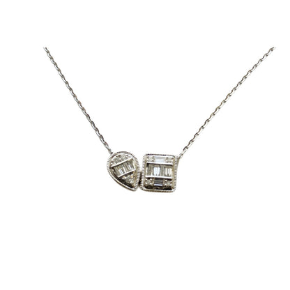 14k Gold Pear and Square Necklace