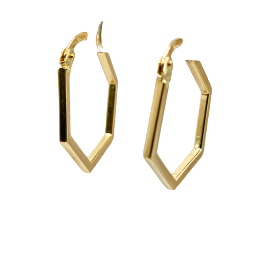 14k Gold Hexagon Hoop Earrings