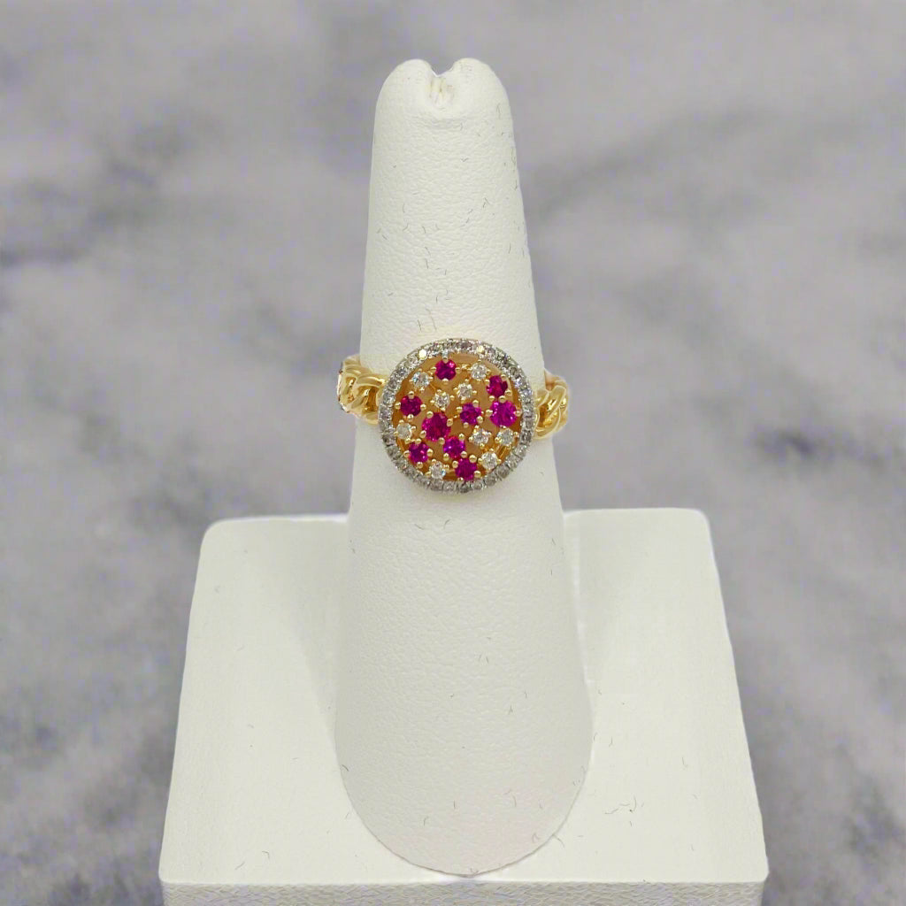 14k Ruby and Diamond Cirlce Ring