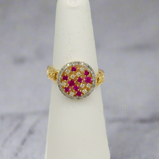 14k Ruby and Diamond Cirlce Ring