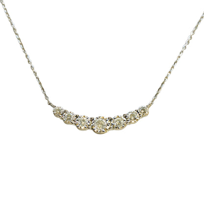 14k White Gold 7 Stone Bar Necklace