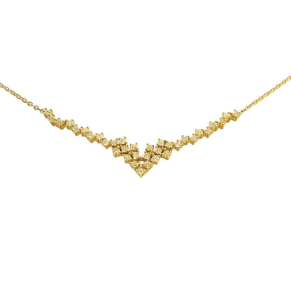 14k Gold Scattered Diamond Bar Necklace
