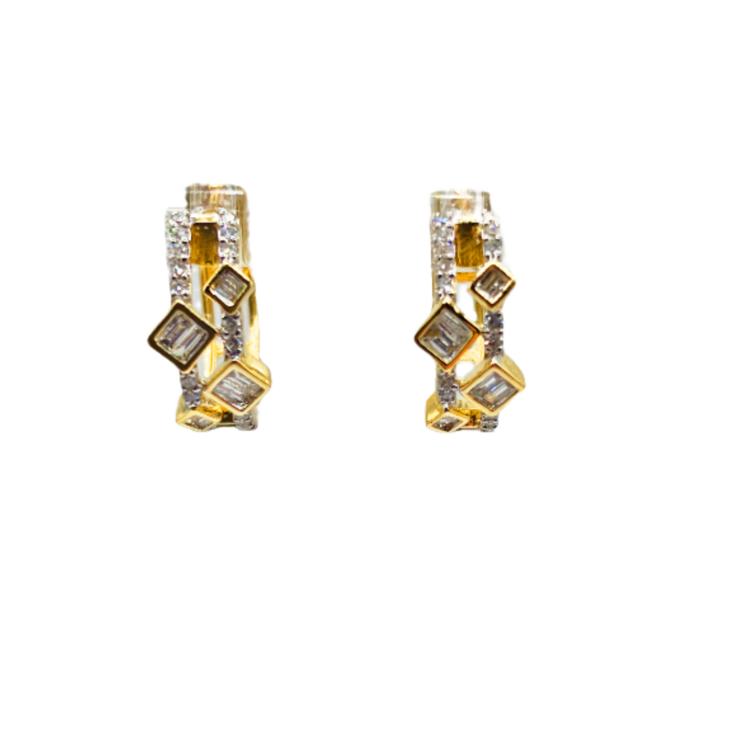 14k Gold Double Stranded Diamond Hoops