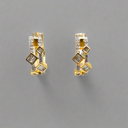 14k Gold Double Stranded Diamond Hoops