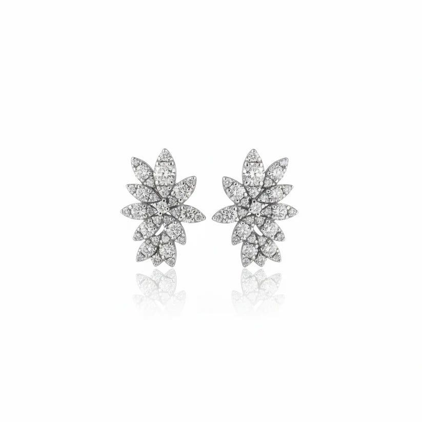 14k Lab Grown Diamond Flower Cluster Earrings