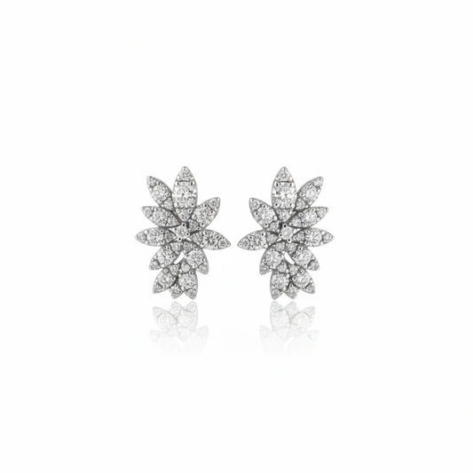 14k Lab Grown Diamond Flower Cluster Earrings