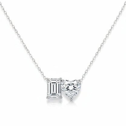 14k Lab Grown Diamond Emerald and Heart Shaped Necklace