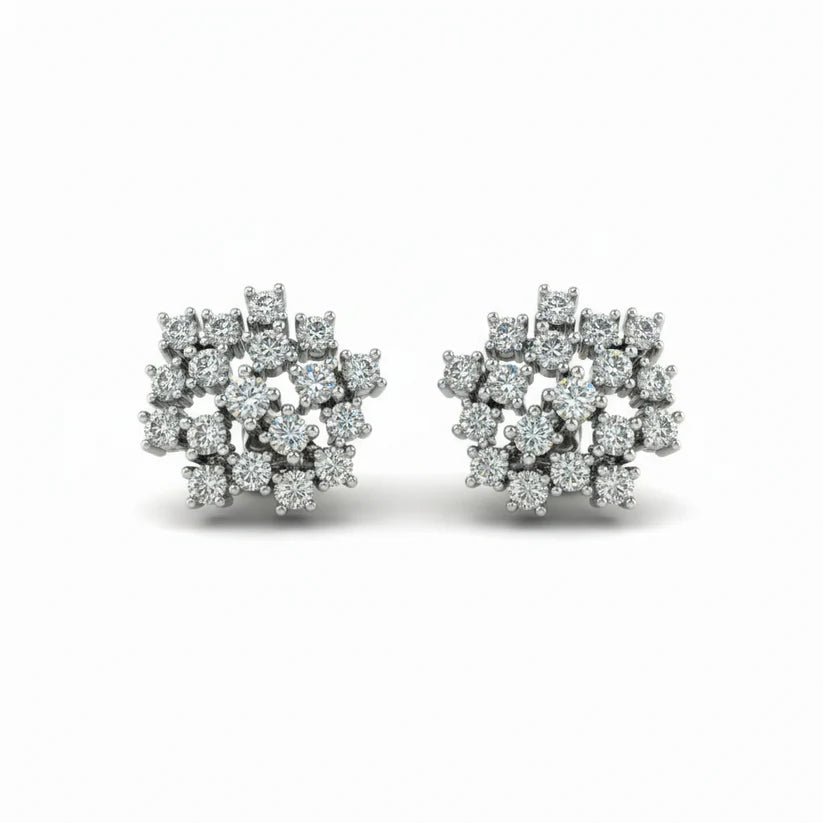14k Lab Grown Diamond Cluster Earrings