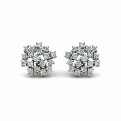 14k Lab Grown Diamond Cluster Earrings