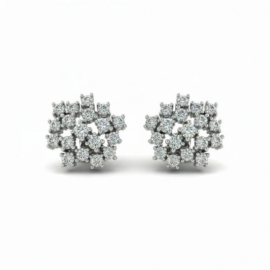 14k Lab Grown Diamond Cluster Earrings
