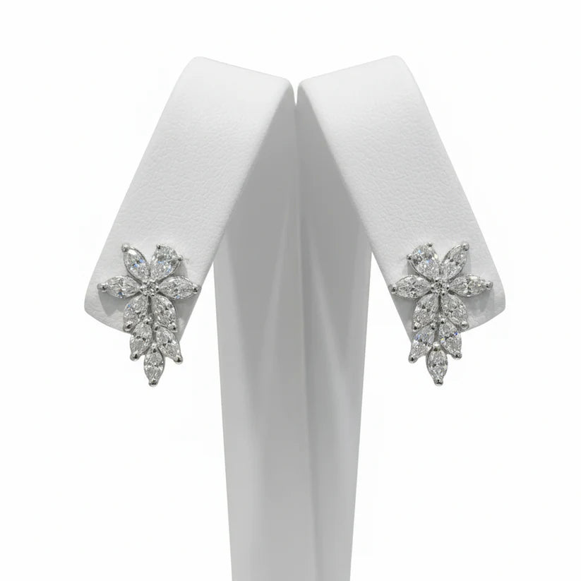 14k Lab Grown Diamond Vine Cluster Earrings