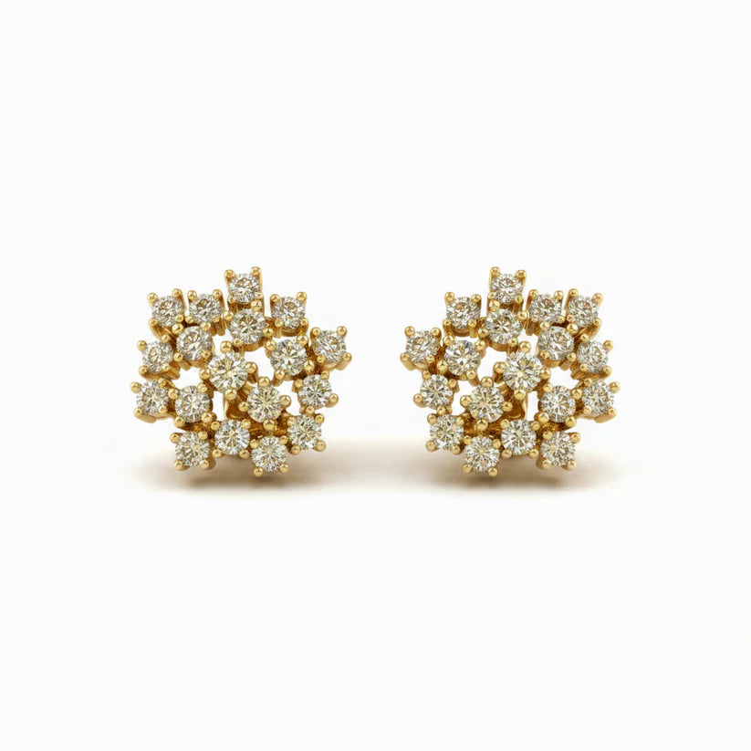 14k Lab Grown Diamond Cluster Earrings