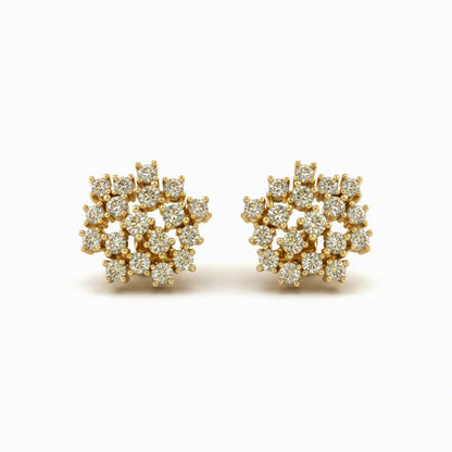 14k Lab Grown Diamond Cluster Earrings