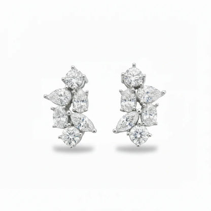 14k Lab Grown Diamond Mixed Cut Cluster Earrings