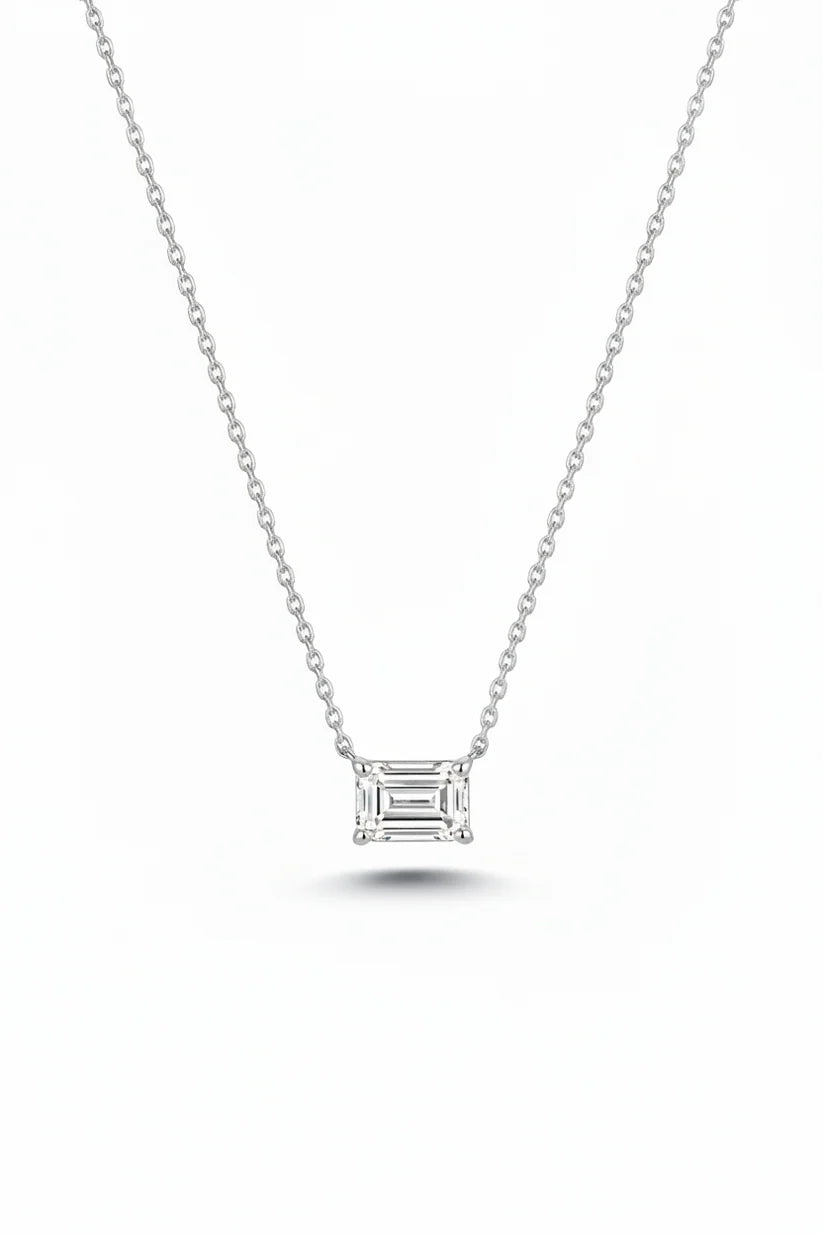 14k Lab Grown Diamond Emerald Cut Necklace