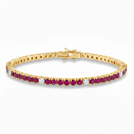 14k Lab Grown Ruby and Diamond Tennis Bracelet