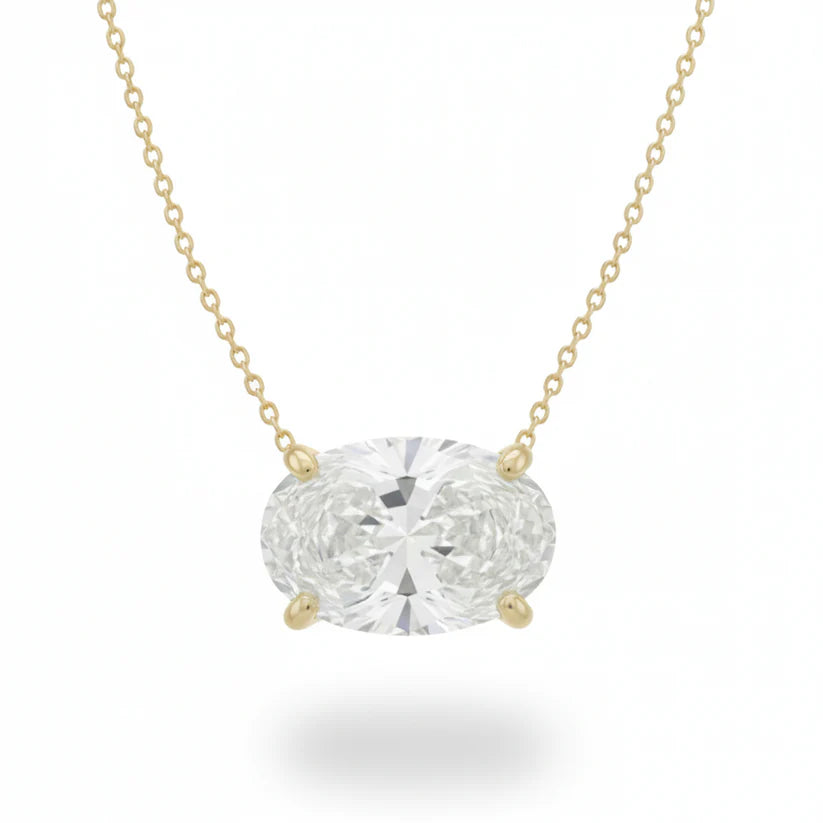 14k Lab Grown Diamond Oval Cut Necklace
