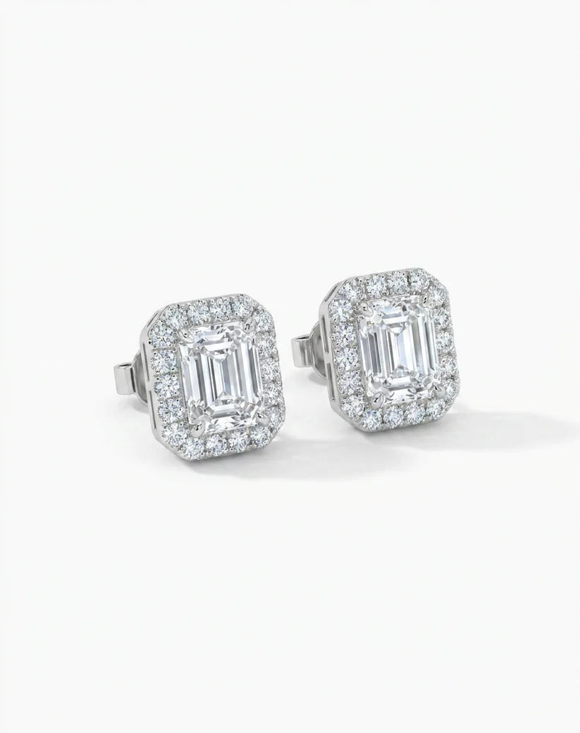 14k Lab Grown Diamond Halo Earrings