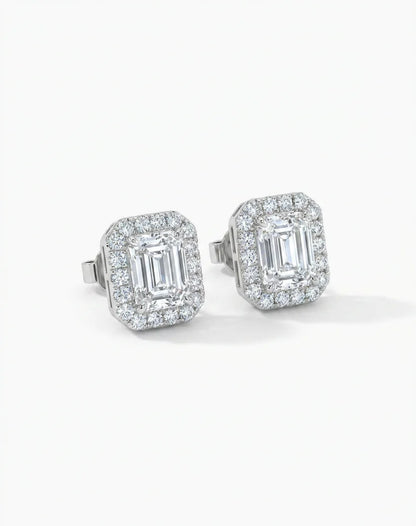 14k Lab Grown Diamond Halo Earrings