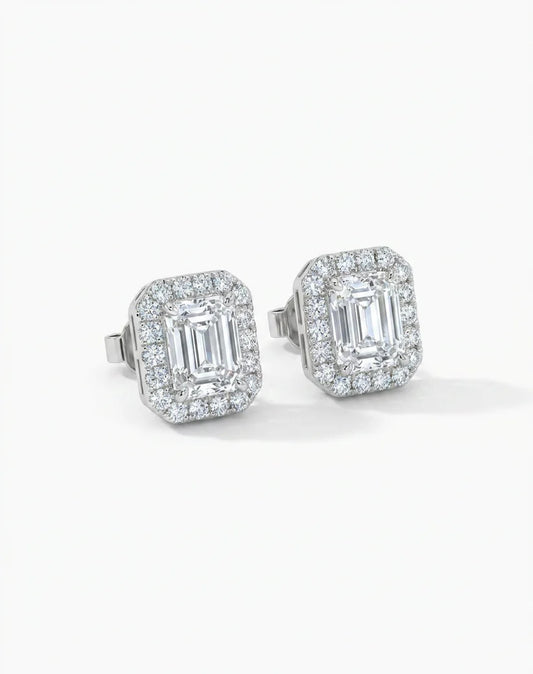 14k Lab Grown Diamond Halo Earrings
