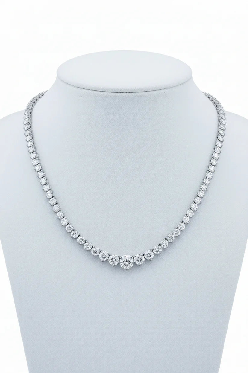 14k Lab Grown Diamond Graduated Tennis Necklace
