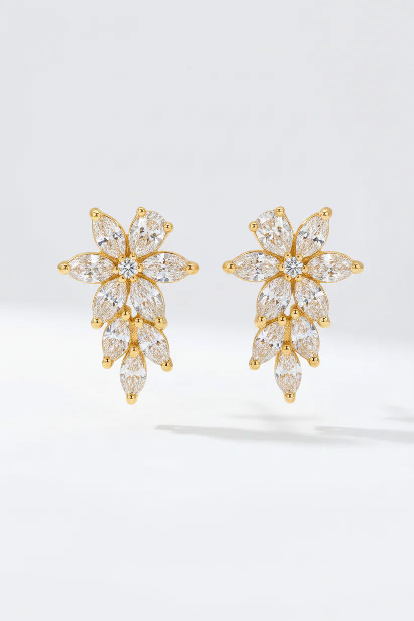 14k Lab Grown Diamond Vine Cluster Earrings