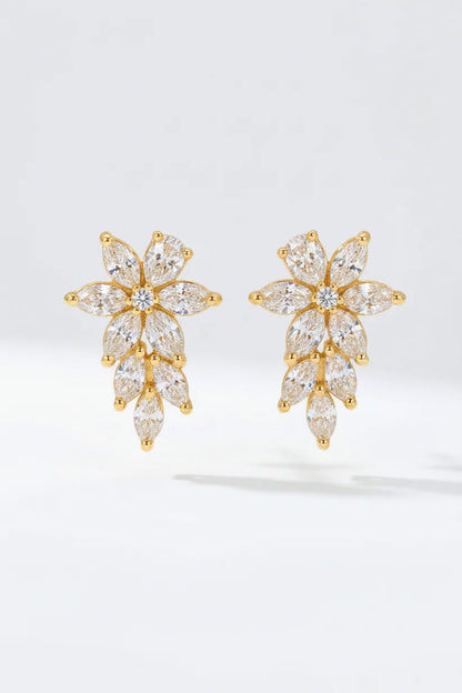 14k Lab Grown Diamond Vine Cluster Earrings