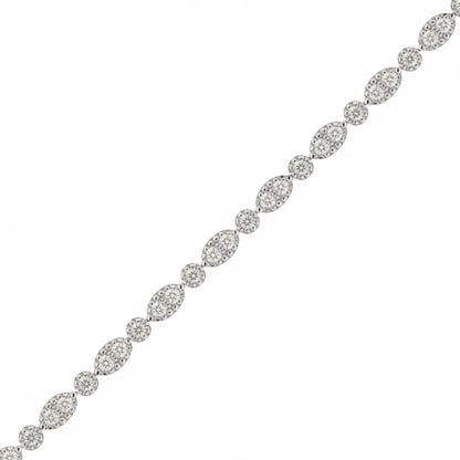 14k Lab Grown Diamond Marquise and Round Shaped Bracelet