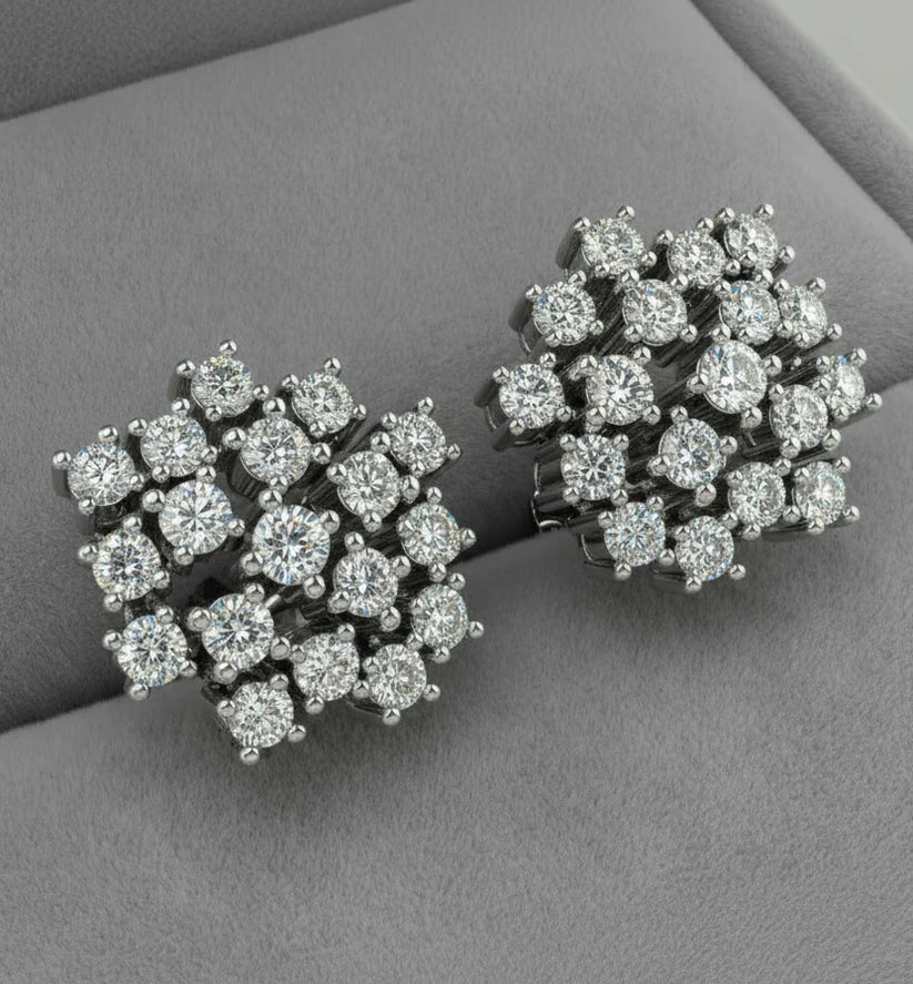 14k Lab Grown Diamond Cluster Earrings