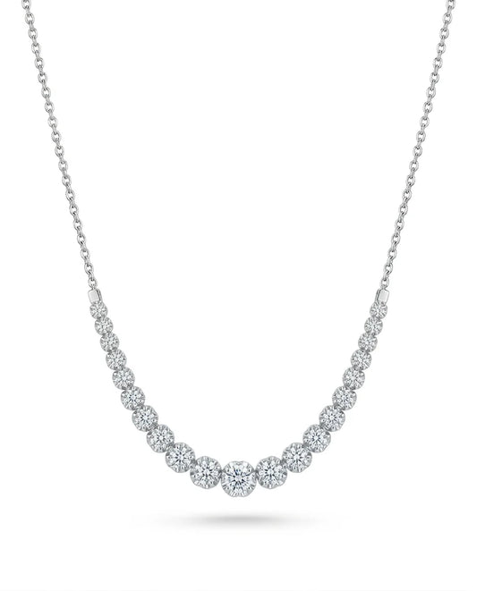 14k Lab Grown Diamond Graduated Buttercup Tennis Necklace