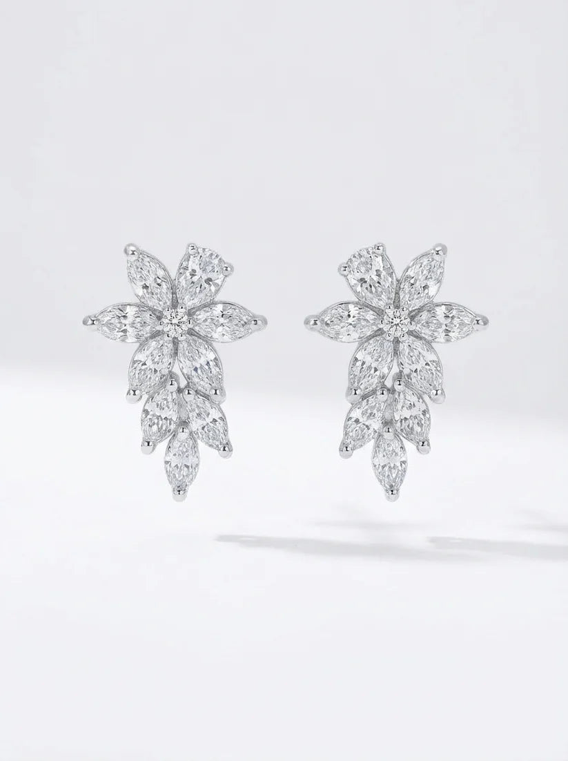 14k Lab Grown Diamond Vine Cluster Earrings