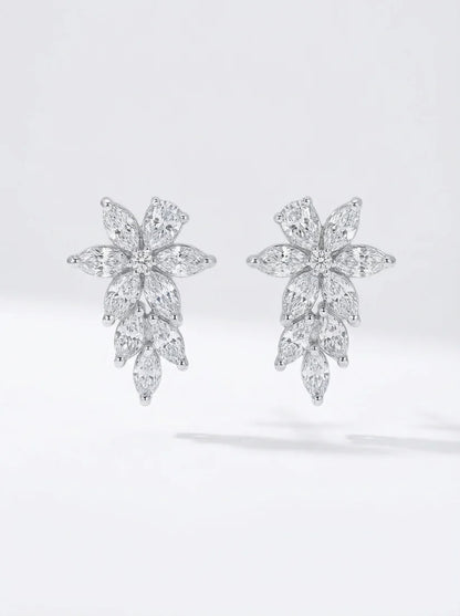14k Lab Grown Diamond Vine Cluster Earrings