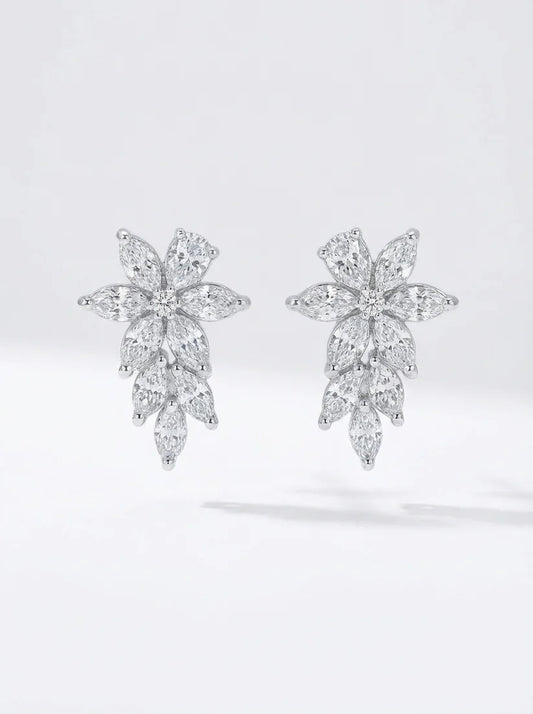 14k Lab Grown Diamond Vine Cluster Earrings