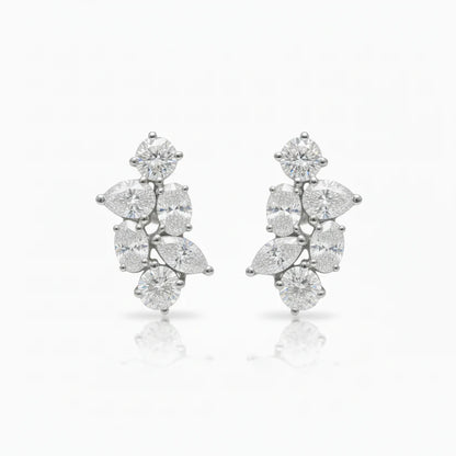 14k Lab Grown Diamond Mixed Cut Cluster Earrings